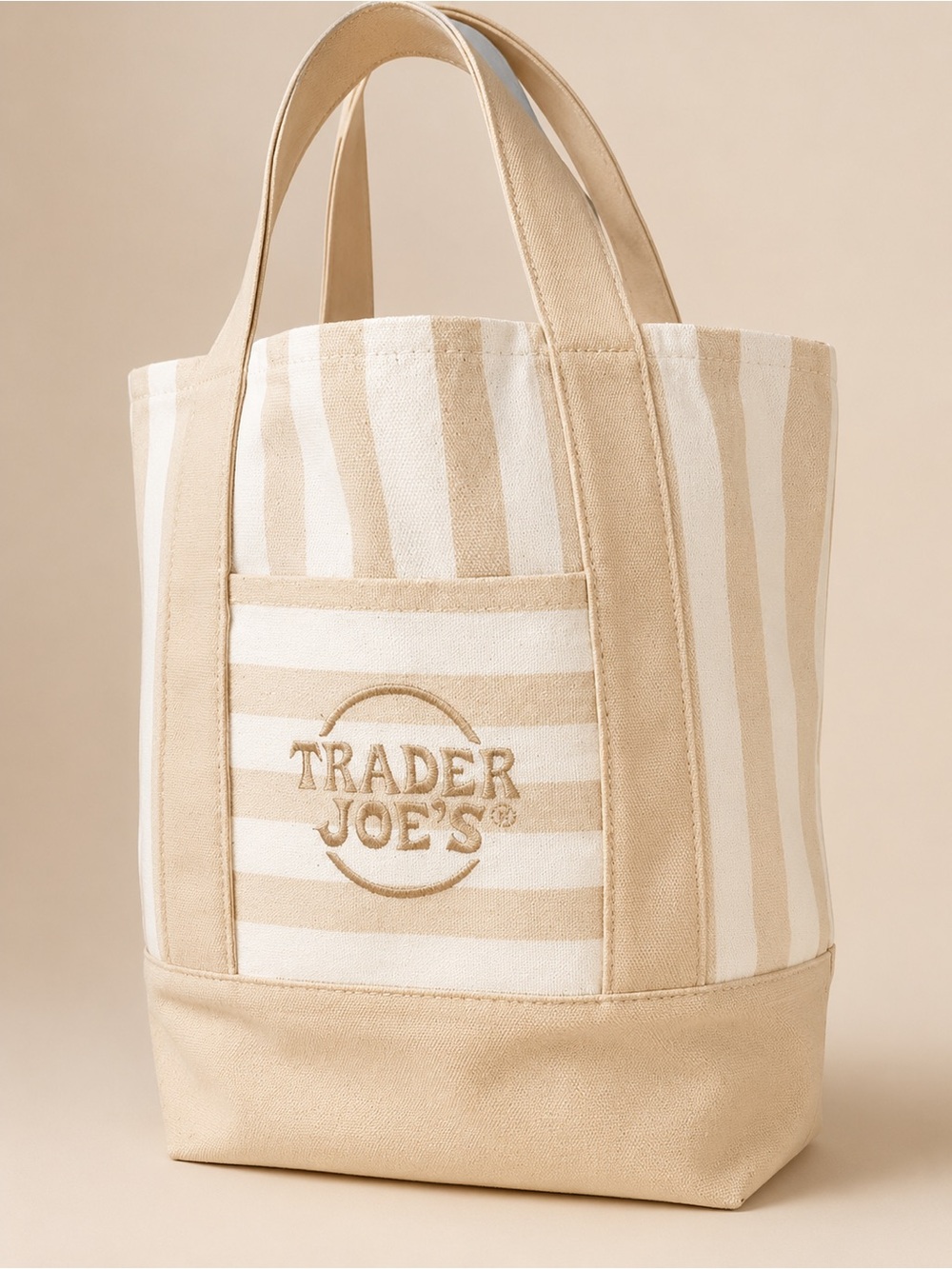 Trader Joe’s mini Beige & White Canvas Tote Bag